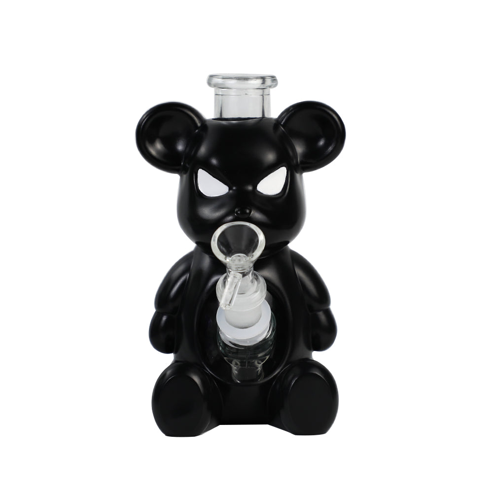 Glass Water Pipe - Black Bear (7")