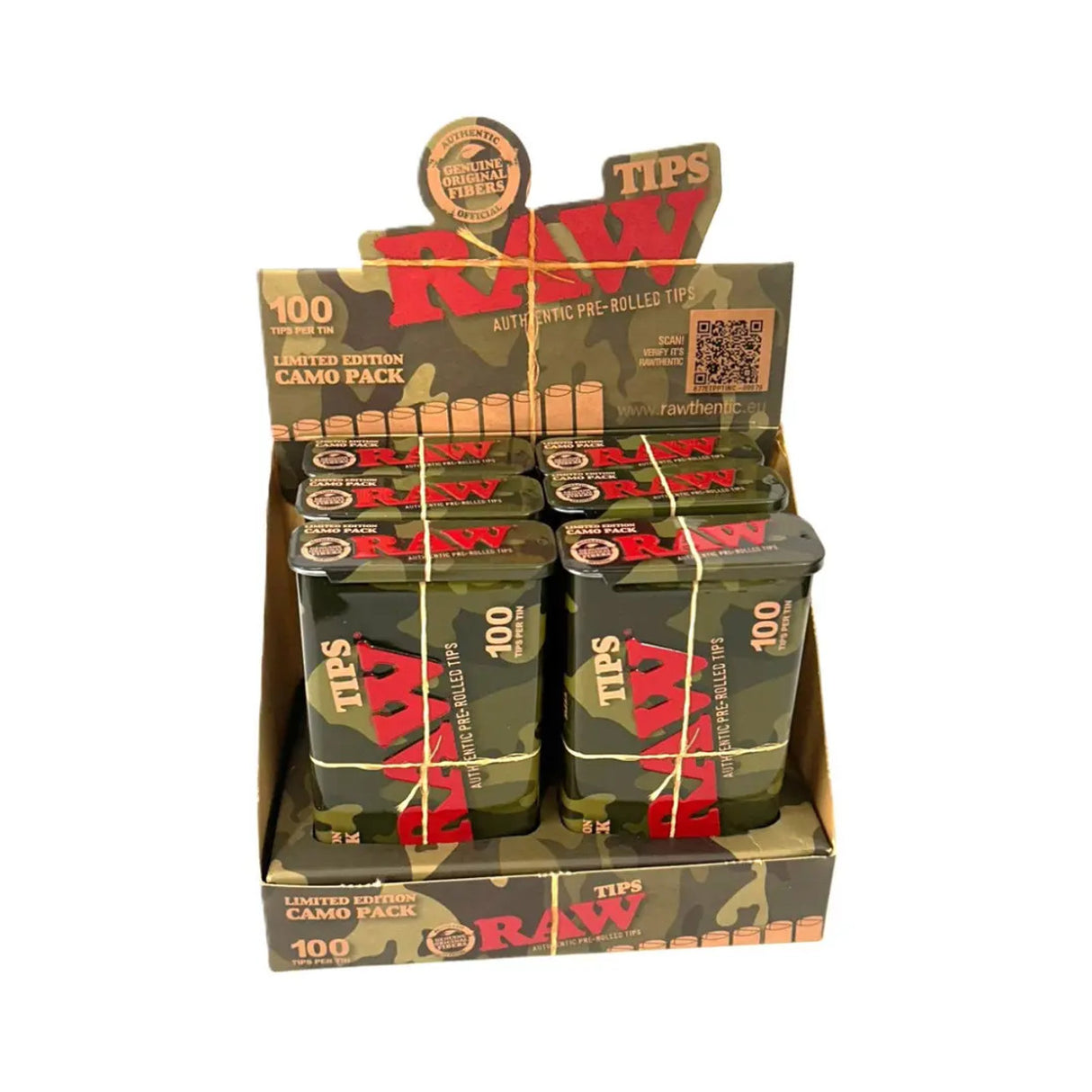 RAW - Camo Pre Rolled Tips in Tin (6 pack)(Limited Edition)
