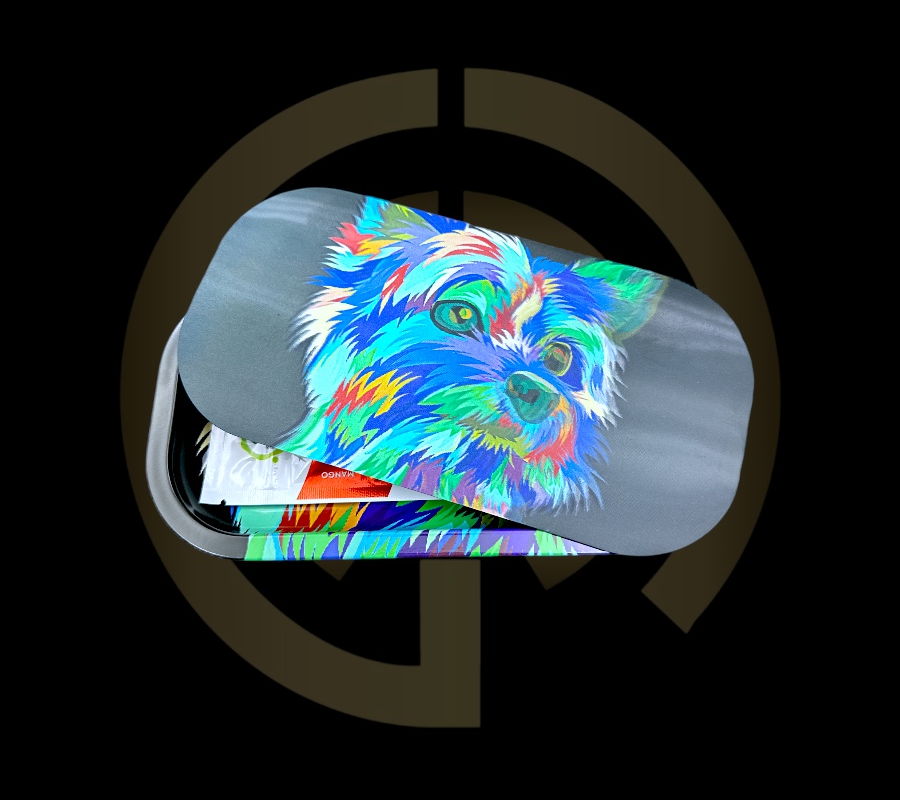 Slim Metal Rolling Tray w/ 3D Magnetic Lid - Rio