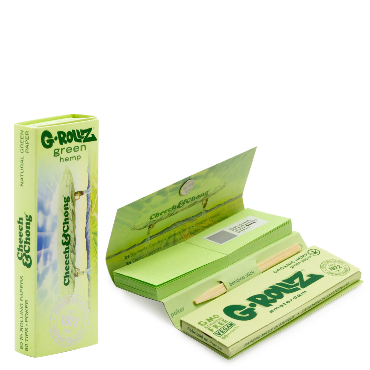 G Rollz Cheech and Chong Papers - Bio Organic Green Hemp (1 1/4 Size)