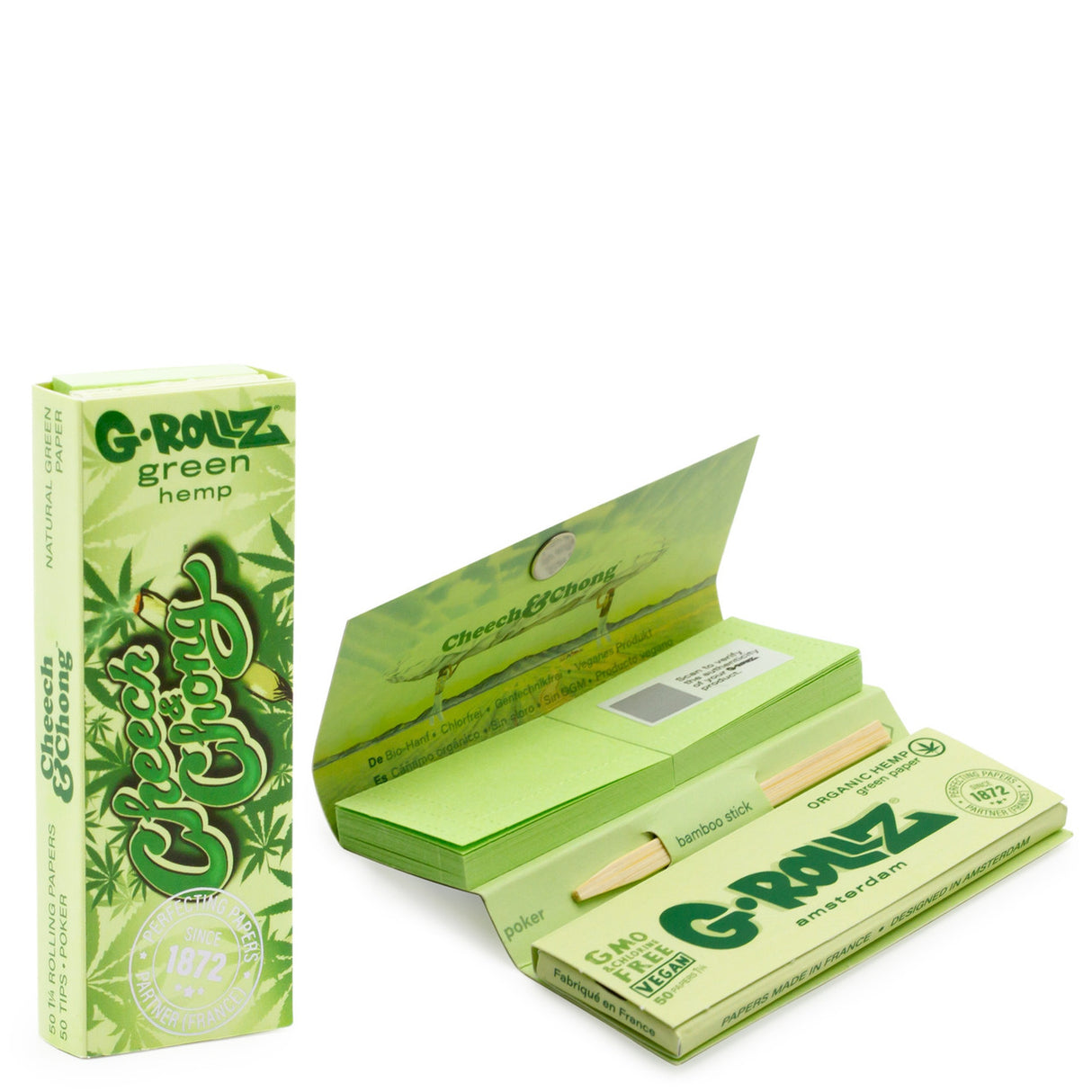 G Rollz Cheech and Chong Papers - Bio Organic Green Hemp (1 1/4 Size)