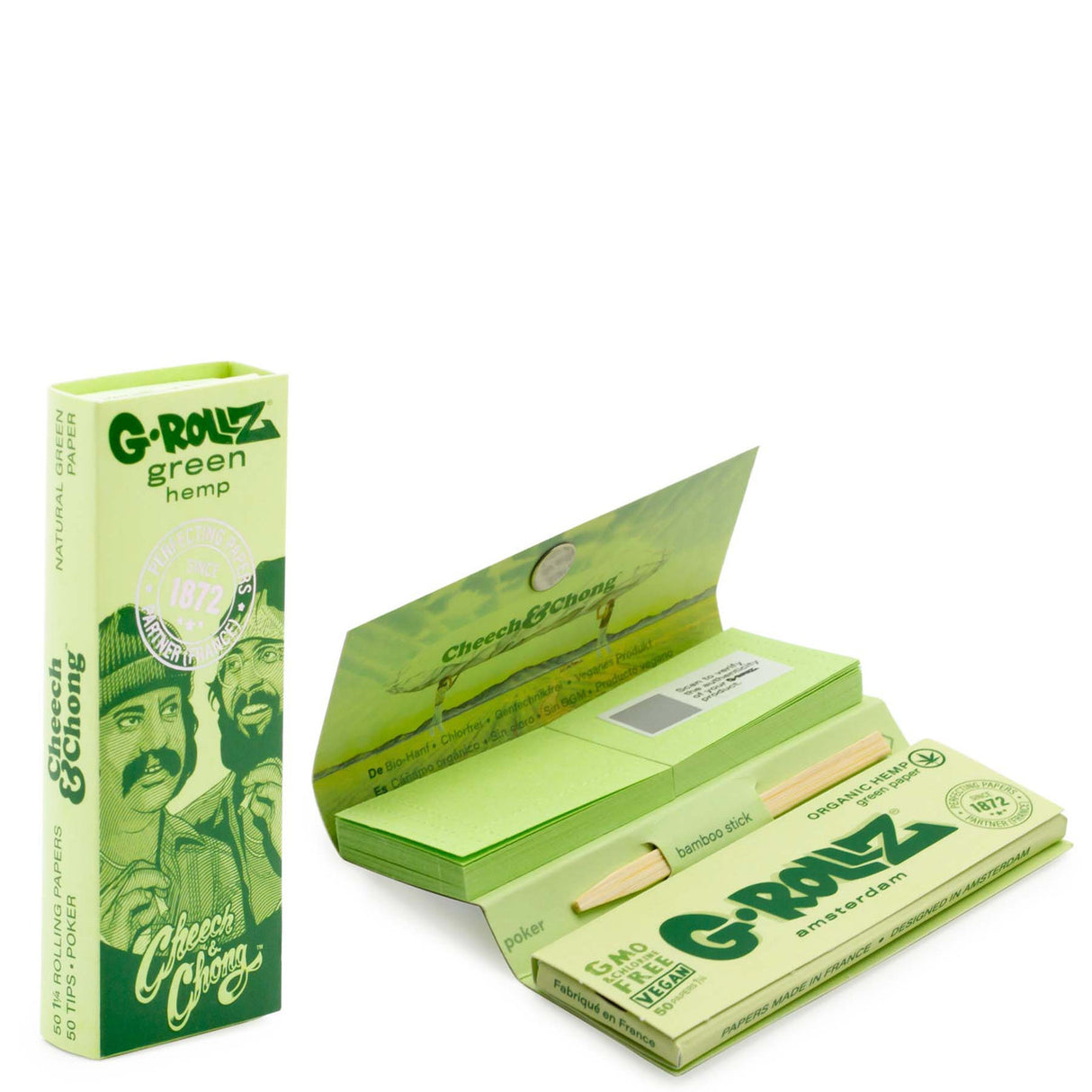 G Rollz Cheech and Chong Papers - Bio Organic Green Hemp (1 1/4 Size)