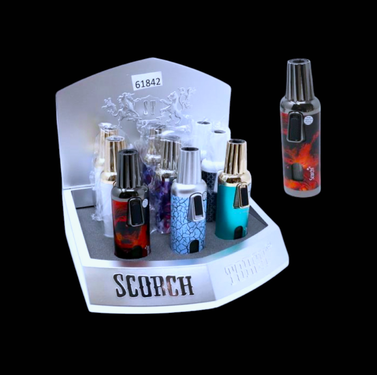 Scorch Torch - Single Torch Lighter Oval Body shape And Press Down Ignition Button (9pcs)