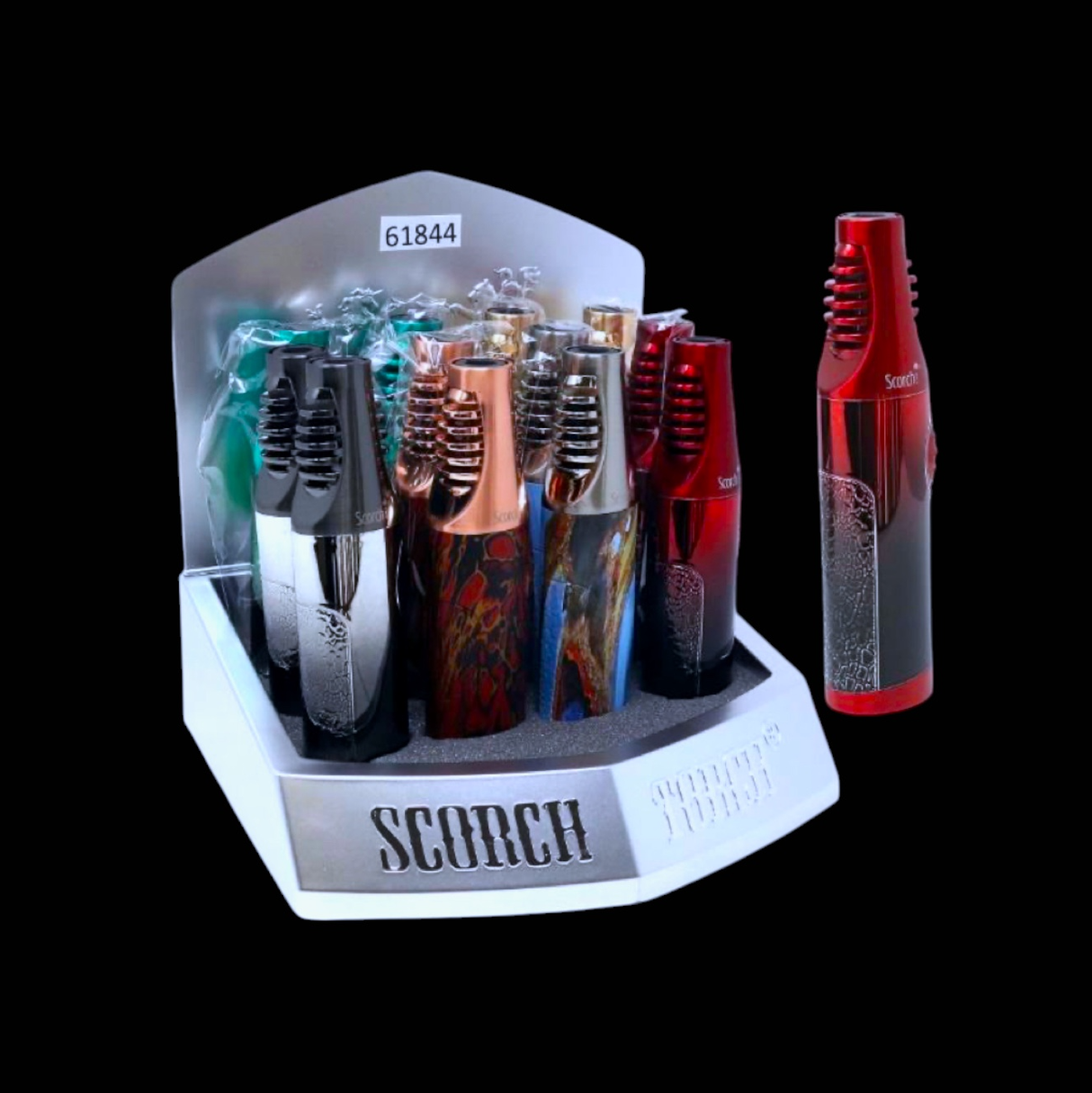 Scorch Torch - Assorted Powerful Single Torch Lighter with Side Ignition Button (12pcs)