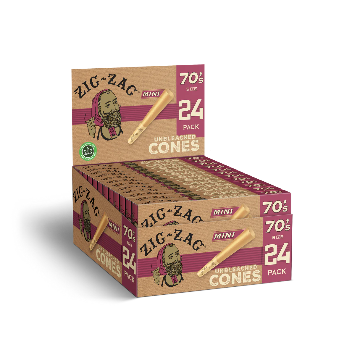 Zig Zag - 70's Unbleached Mini Cones (24 Pack)