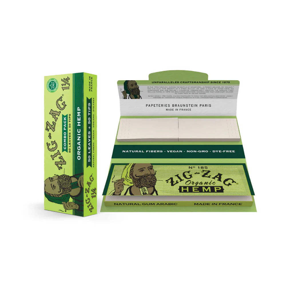 Zig Zag Combo Pack - 1 1/4 Papers Organic Hemp Carton (24 Pack)