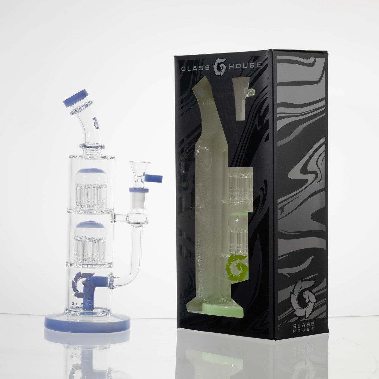 Glass House Water Pipe Kit - Double Perc Straight (10")