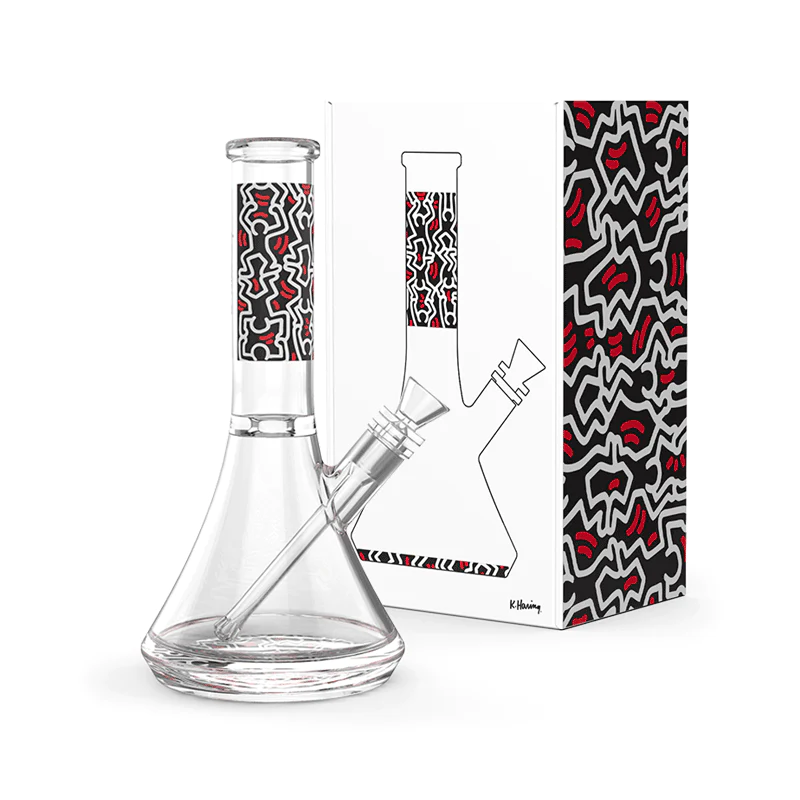 K. Haring Collection - Glass Water Pipe (Red/White/Black)