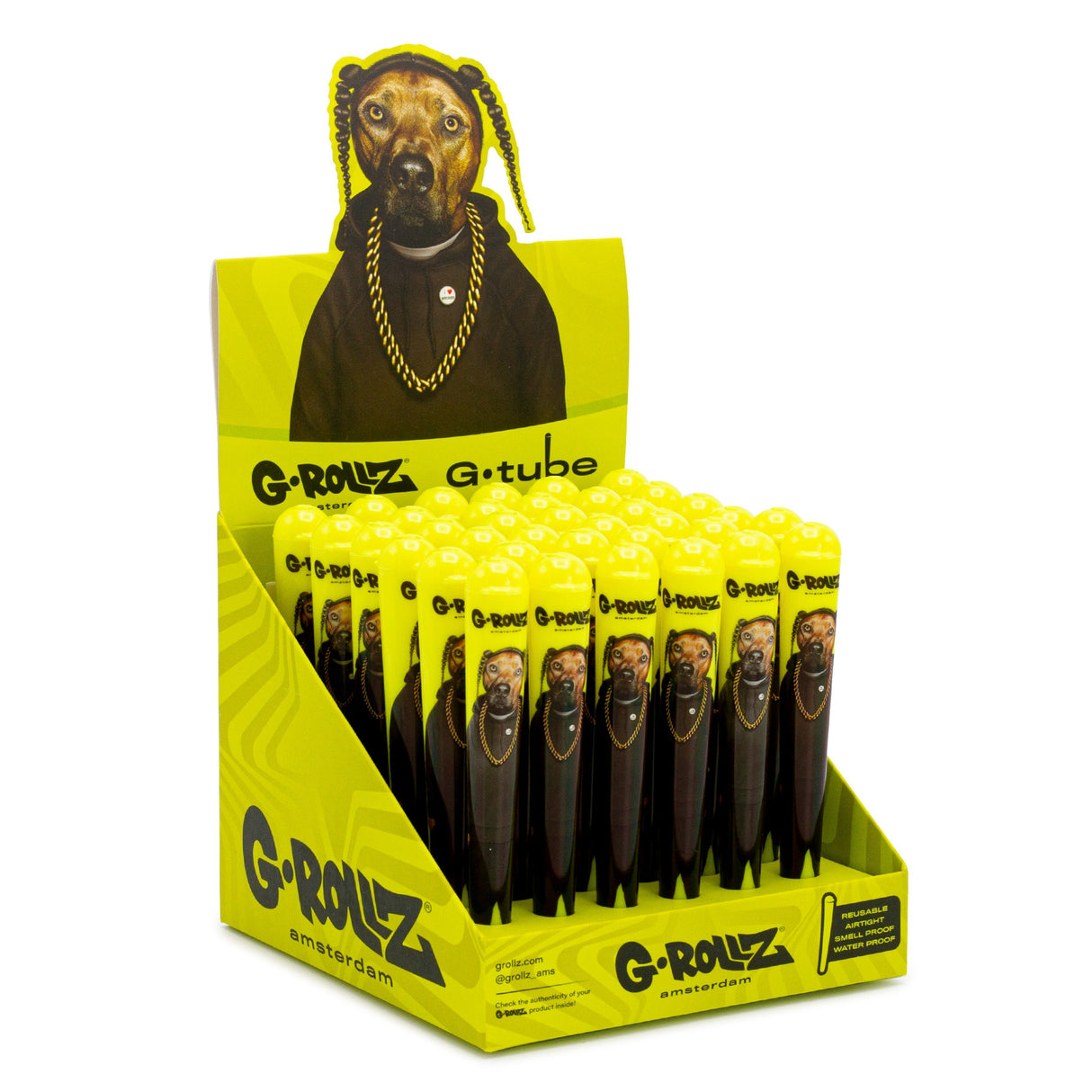 G Rollz Cone Holders - Yellow Rap Dog (36pcs)