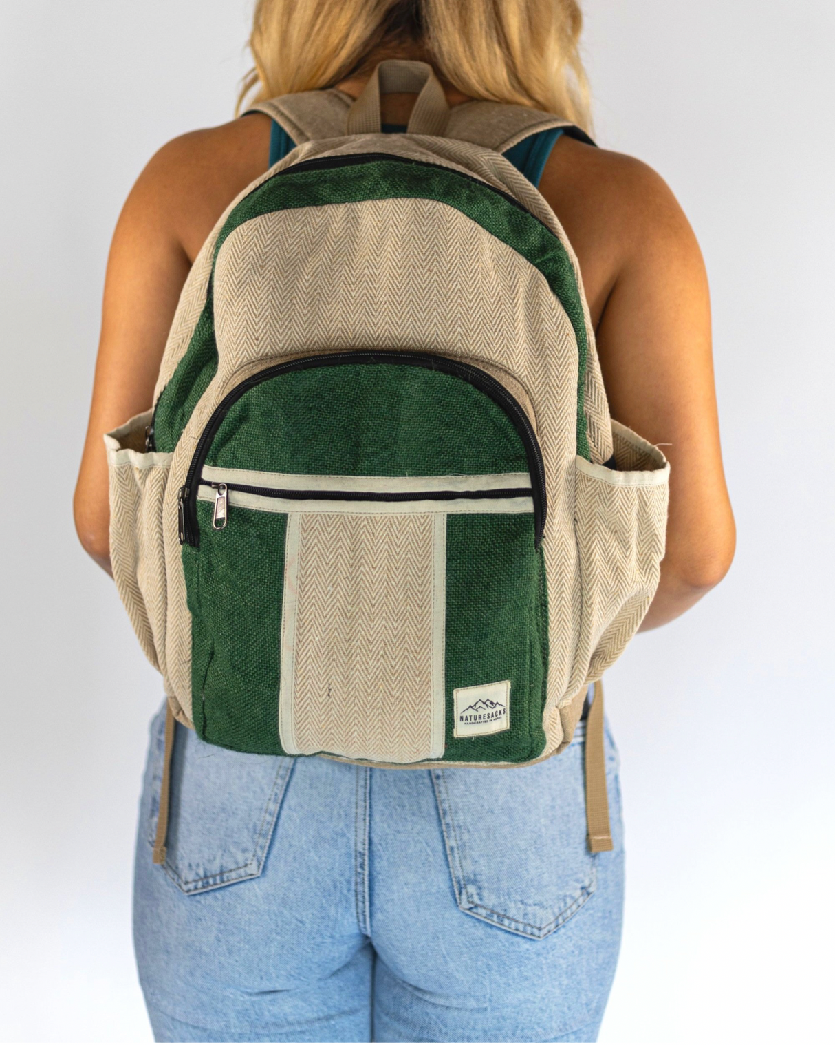 Nature Sacks - Handcrafted Hemp Backpack - Green
