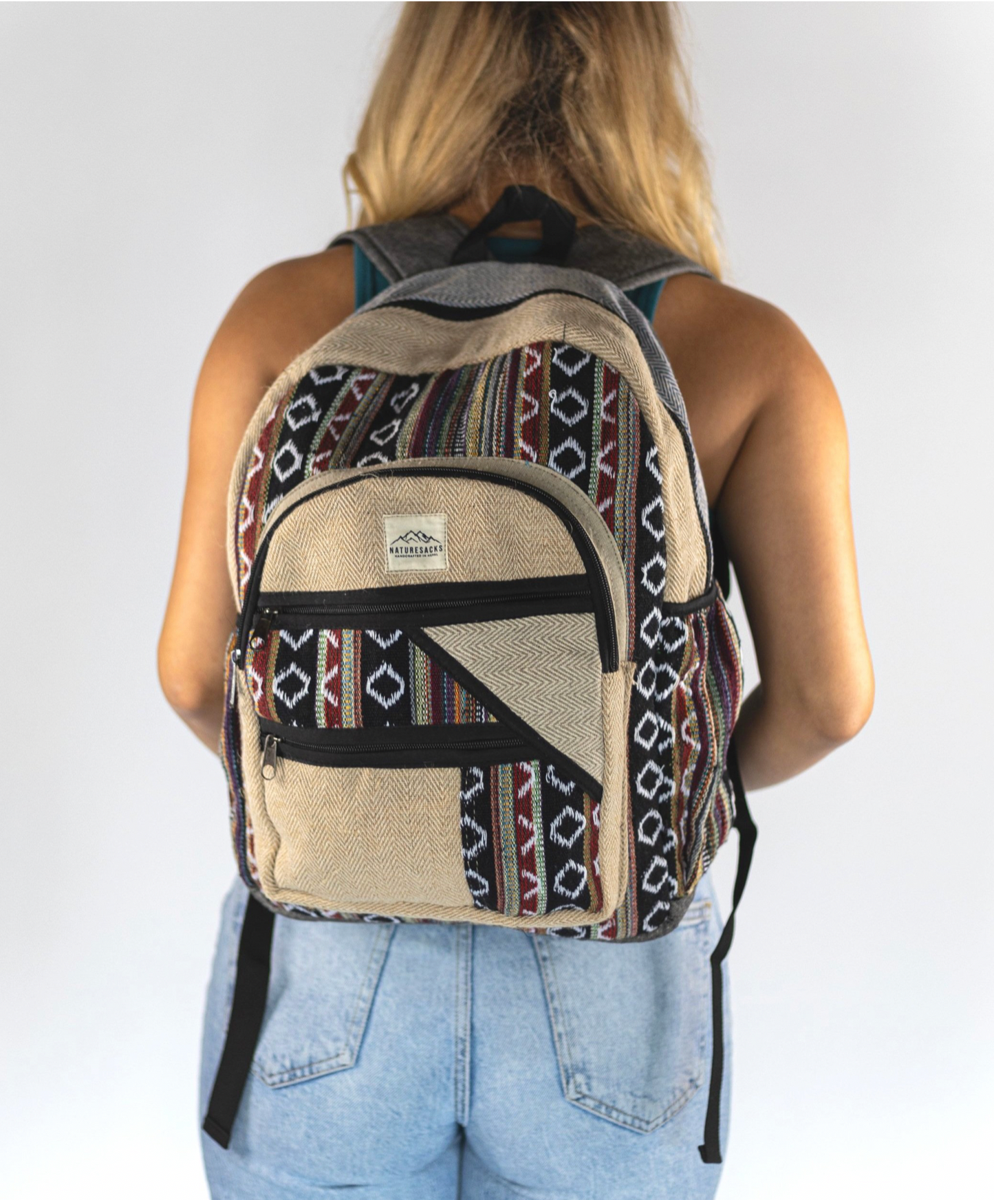 Nature Sacks - Handcrafted Hemp Backpack - Black Design