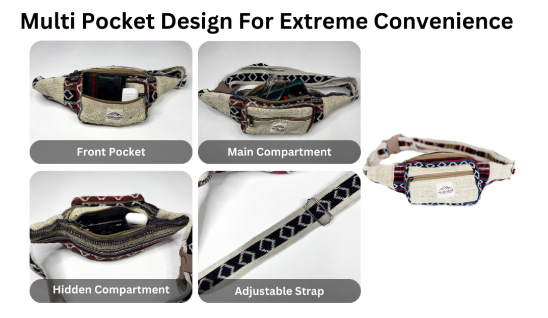 Nature Sacks - Handcrafted Hemp Fanny Packs - Red