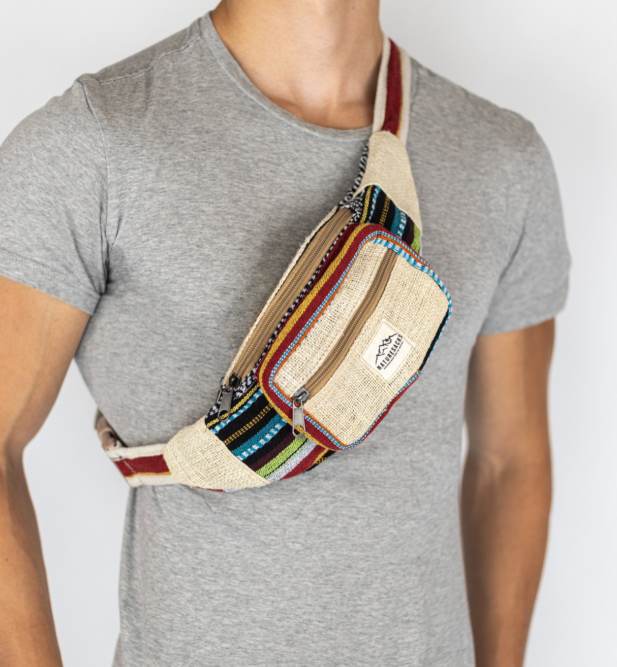Nature Sacks - Handcrafted Hemp Fanny Packs - Rainbow