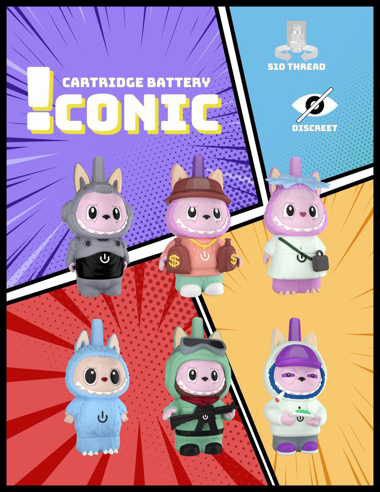 Iconic 510 Battery - Monsters (Display of 6)