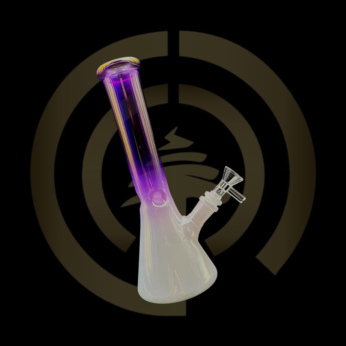 Glass Water Pipe - Shiny White Base Beaker (10")
