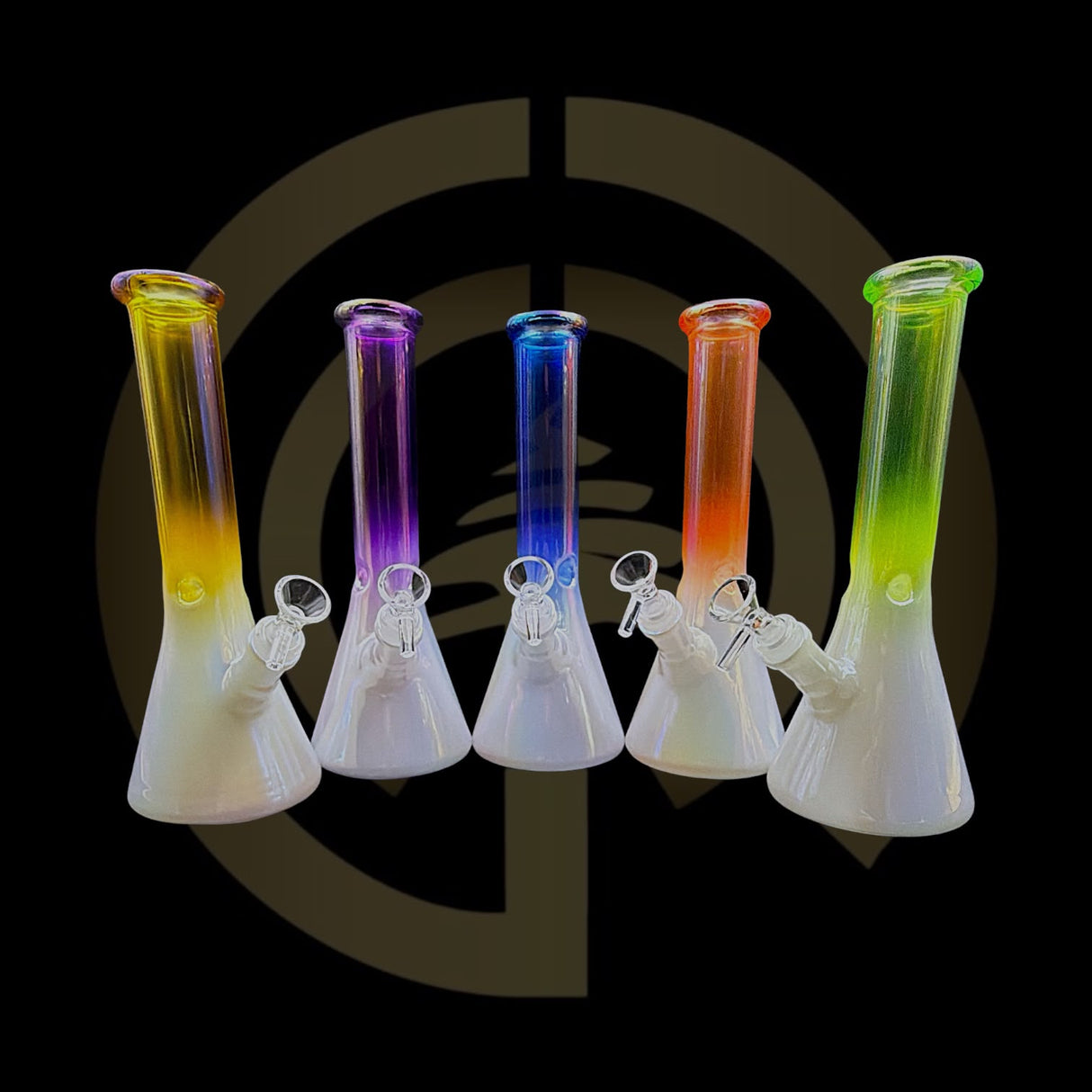 Glass Water Pipe - Shiny White Base Beaker (10")