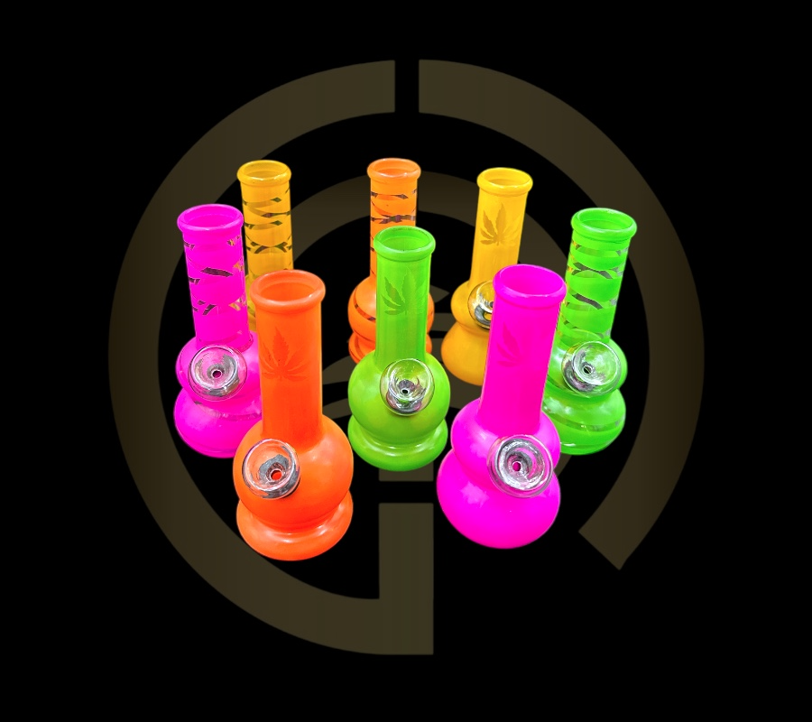 Mini Glass Water Pipe - Assorted Neon Minis (5""