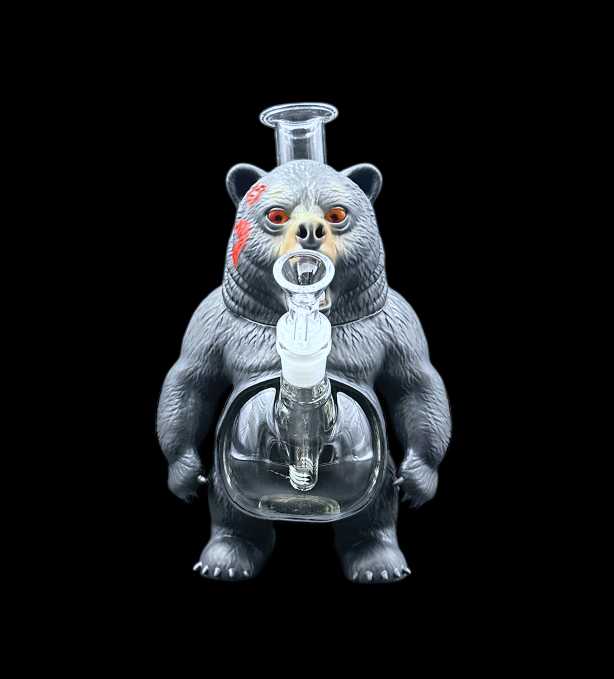 Glass Water Pipe - Bleeding Bear (11")