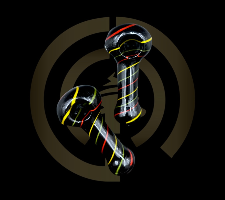 Glass Hand Pipe - Black Rasta (4")