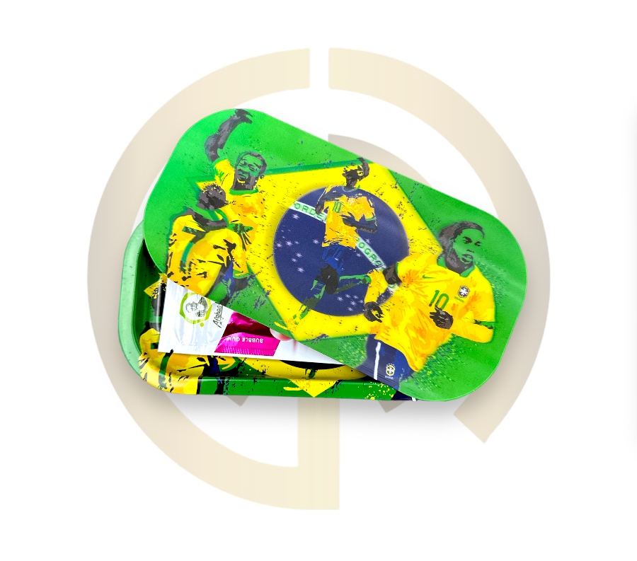 Slim Metal Rolling Tray w/ 3D Magnetic Lid - Brazil