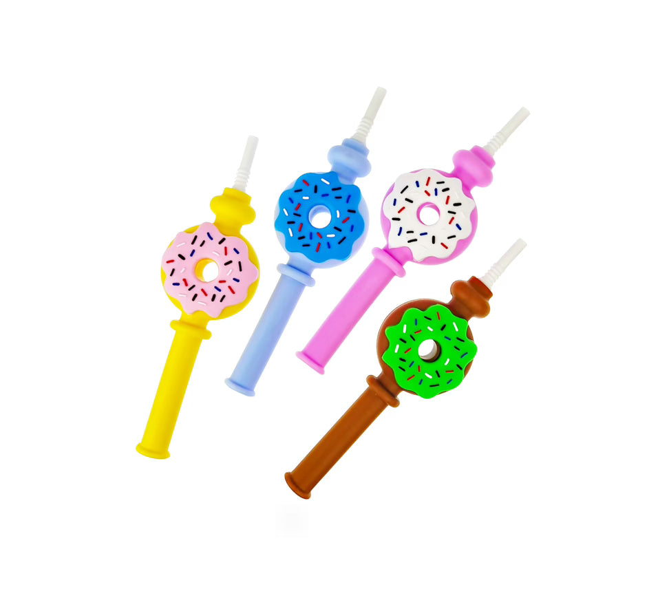 Silicone Nectar Collector - Donut w/ Ceramic Straw (7")