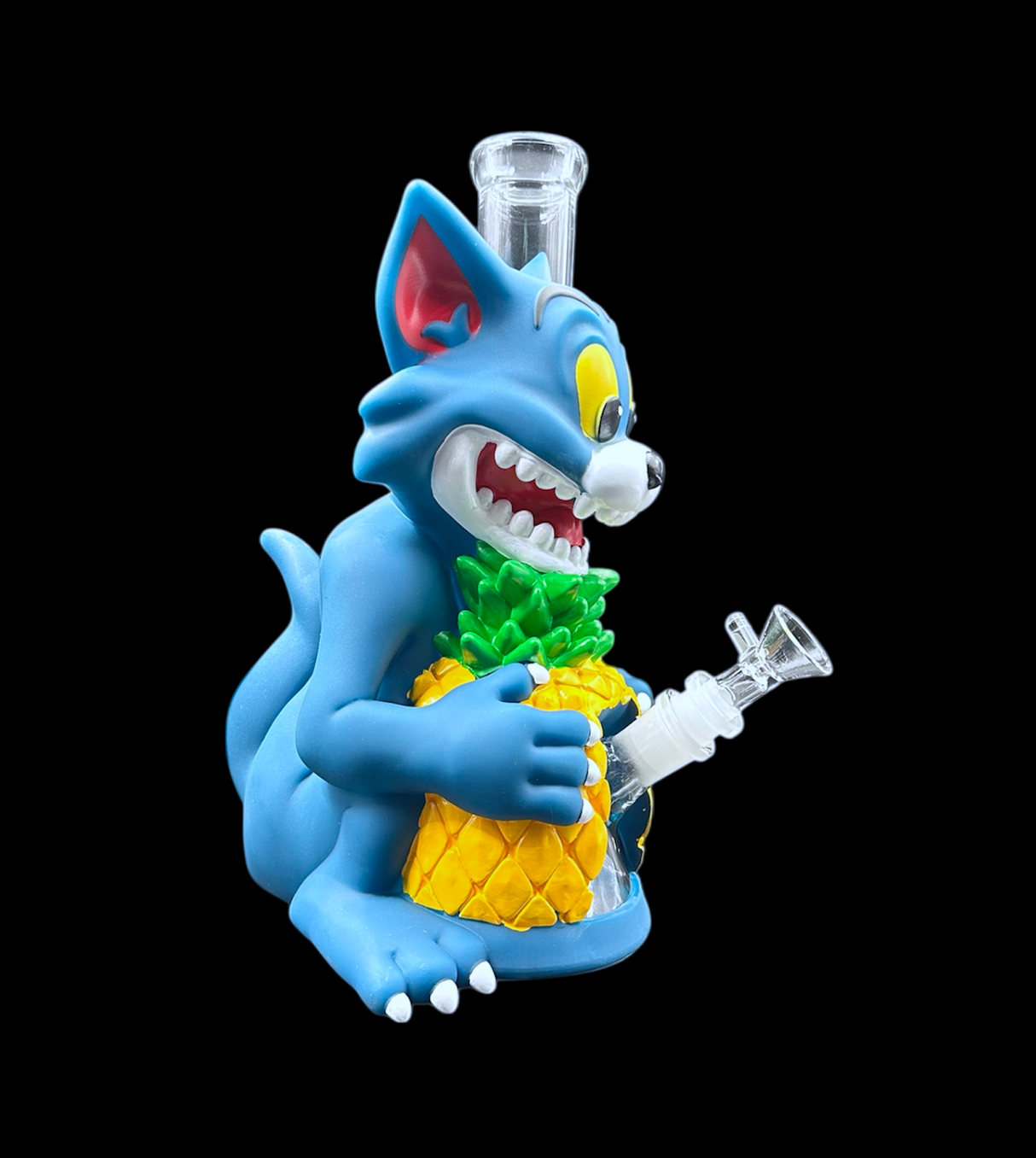 Glass Water Pipe - Crazy Cats (11")