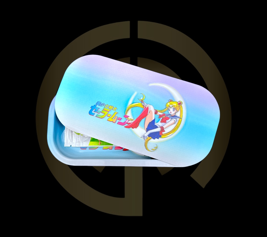 Slim Metal Rolling Tray w/ 3D Magnetic Lid - Girl Moon