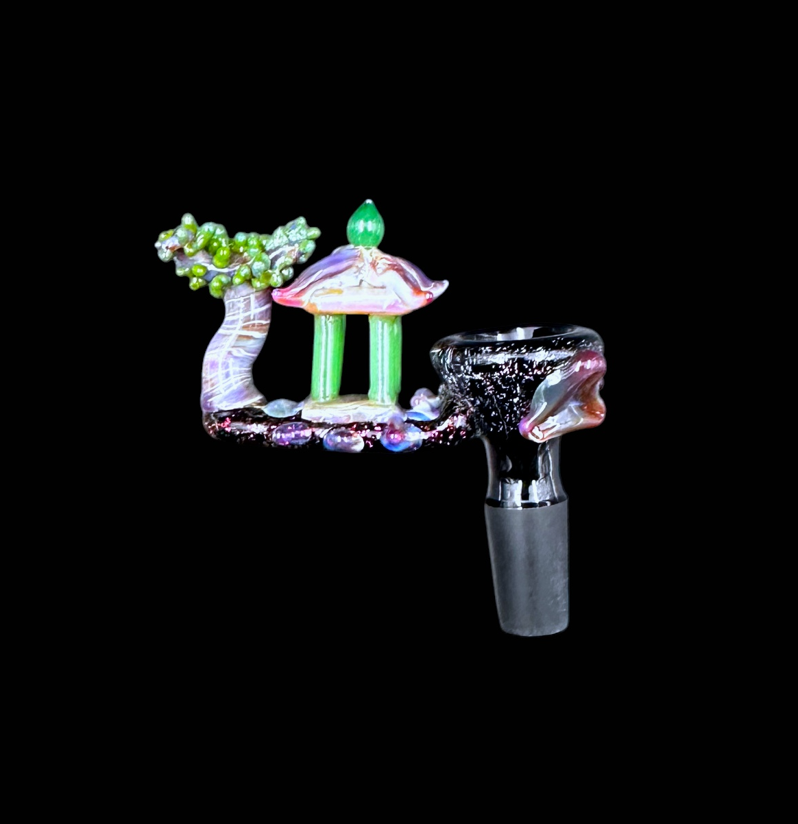 Handmade Glass Bowl w/ Dichro - Pagoda (14mm)