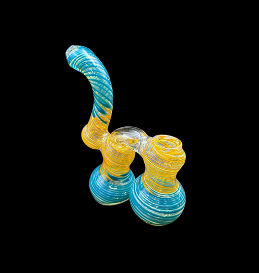 Glass Bubbler - Double Chamber Swirls (6.5")