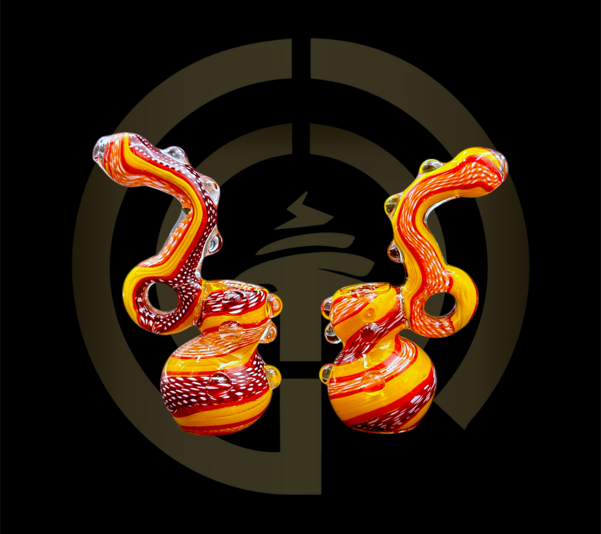 Glass Hammer Bubbler - Royalty Ribbons (6")