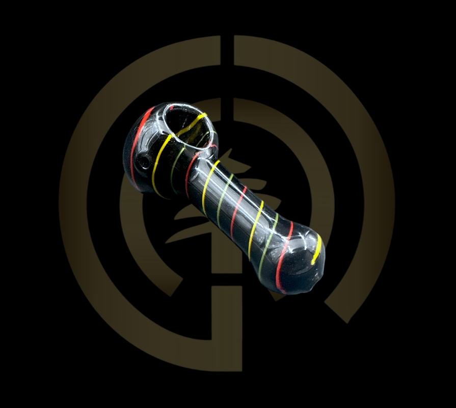 Glass Hand Pipe - Black Rasta (4")