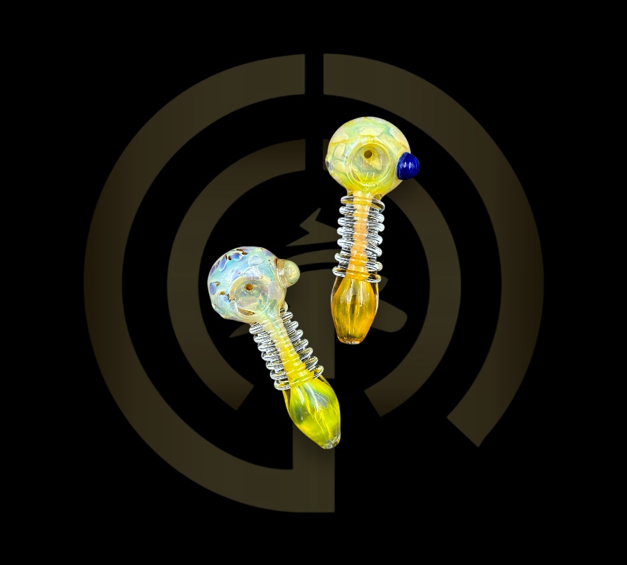 Glass Hand Pipe - Golden Fume Wrapped (5")