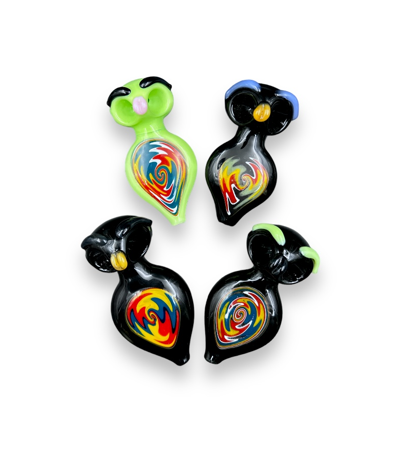 Glass Hand Pipe - Owl Eyes (4")