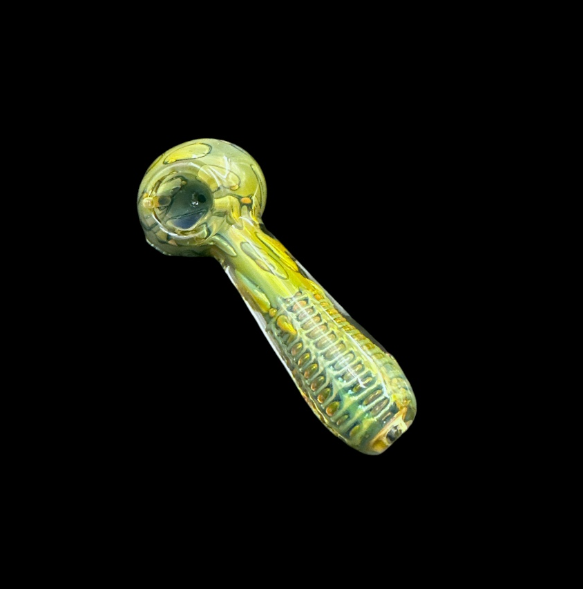 Glass Hand Pipe - Shiny Bubbles (5")