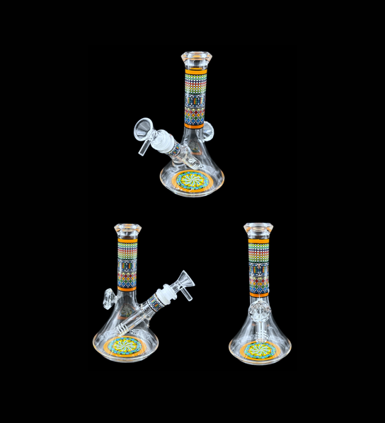 Glass Water Pipe - Mini Diamond Handle (7")