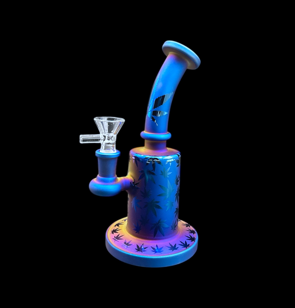 Glass Water Pipe - Flashy Leaves (8")