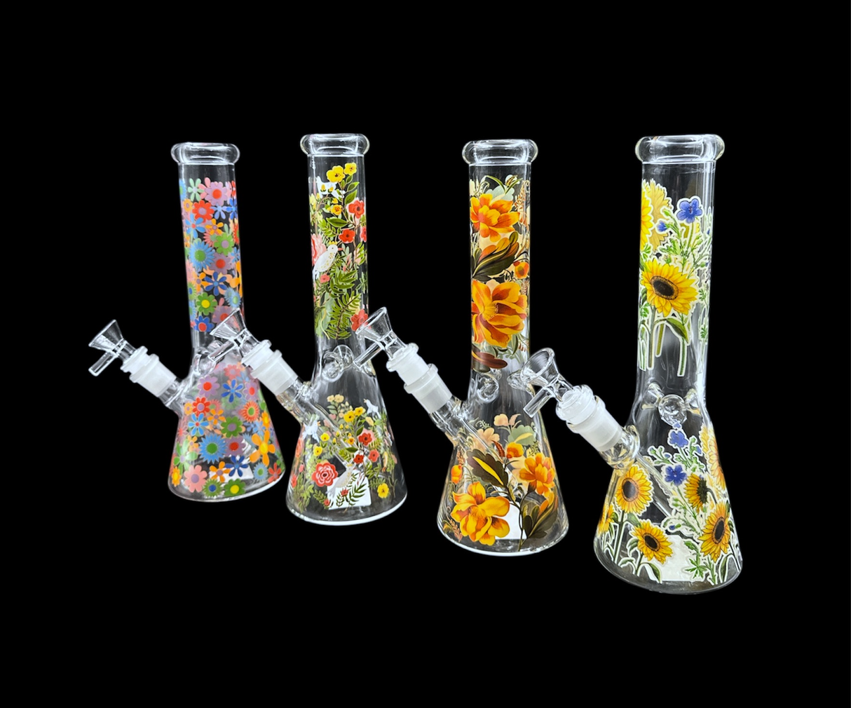 Glass Water Pipe - Flower Mix (10")