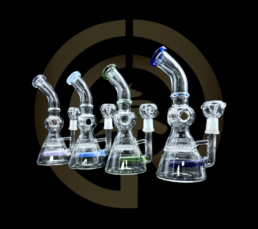 Glass Water Pipe - Inline Honey Comb (8")