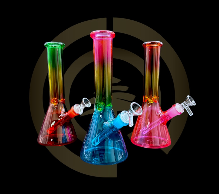 Glass Water Pipe - Multi Rasta Beaker (10")