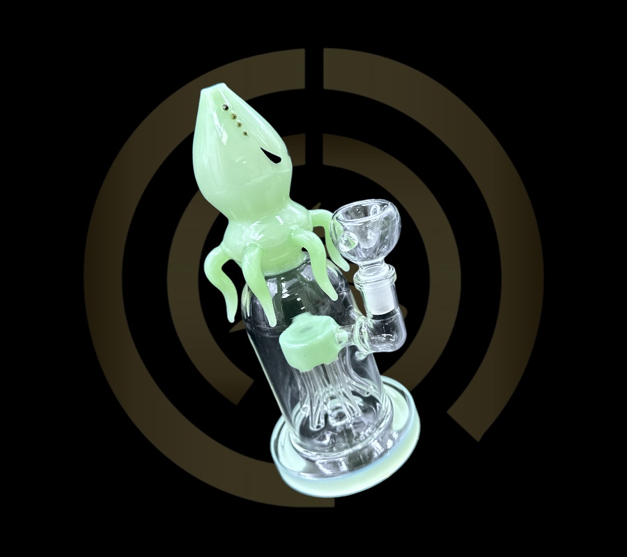 Glass Water Pipe - Evil Octopus (8")