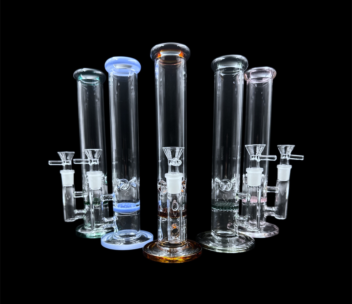 Glass Water Pipe - Straight Waffle Perc (10")