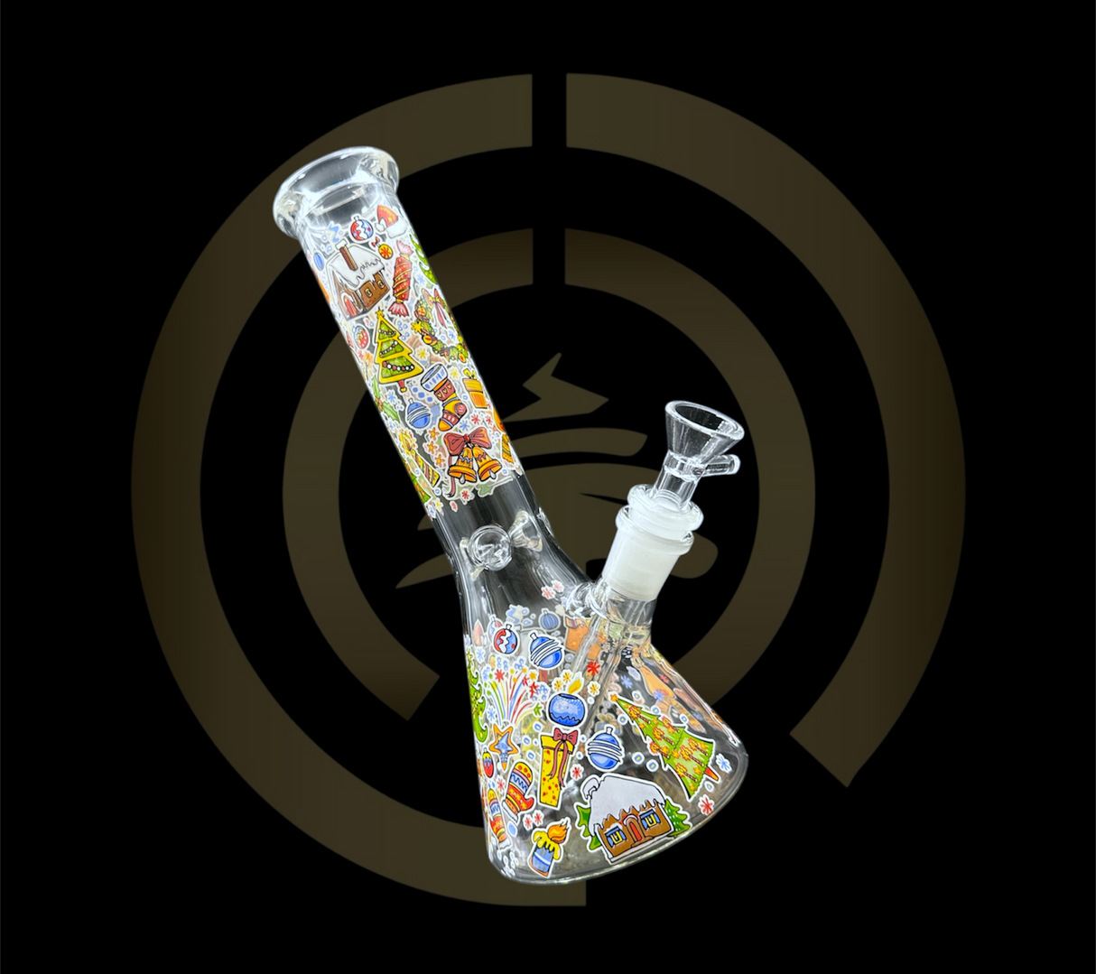 ONE TIME SEASONAL ITEM - Glass Water Pipe - Christmas (10")
