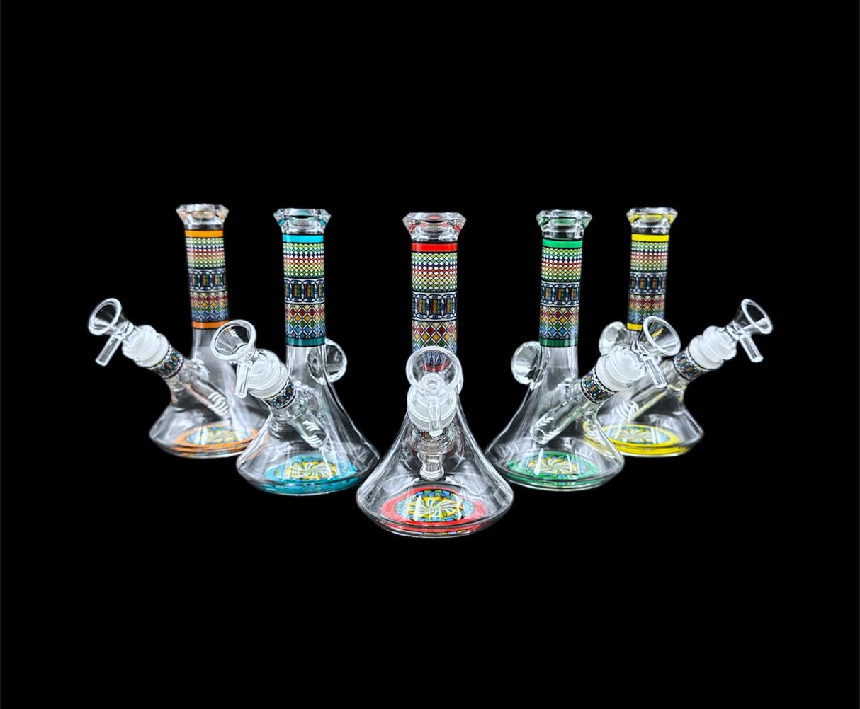 Glass Water Pipe - Mini Diamond Handle (7")