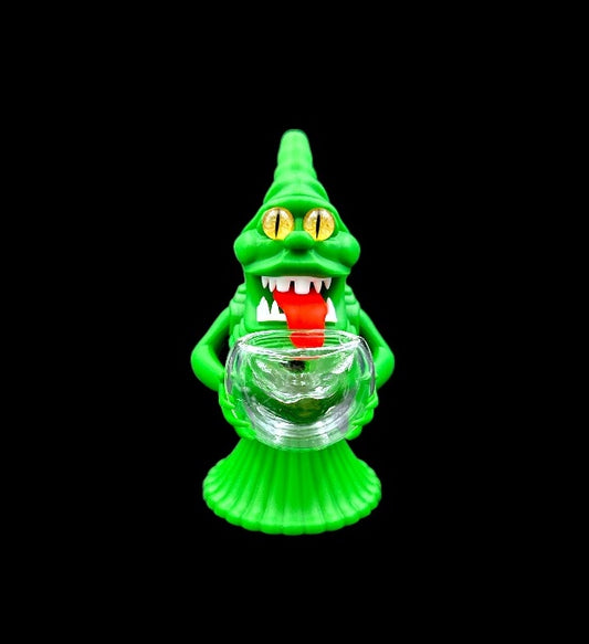 Silicone Water Pipe - Green Ghost (6")