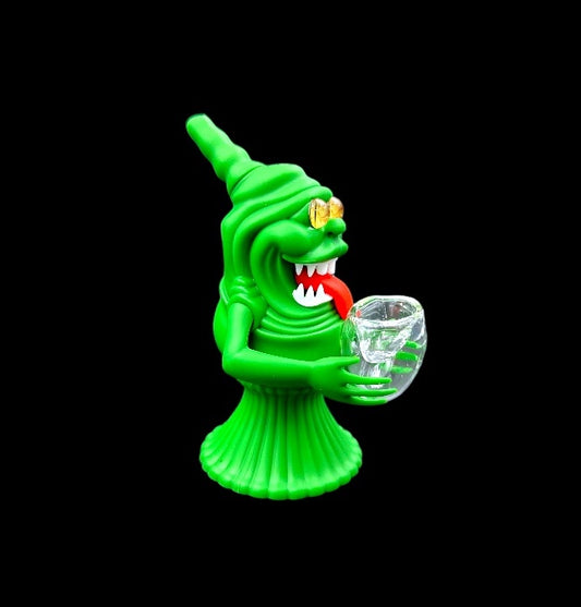 Silicone Water Pipe - Green Ghost (6")