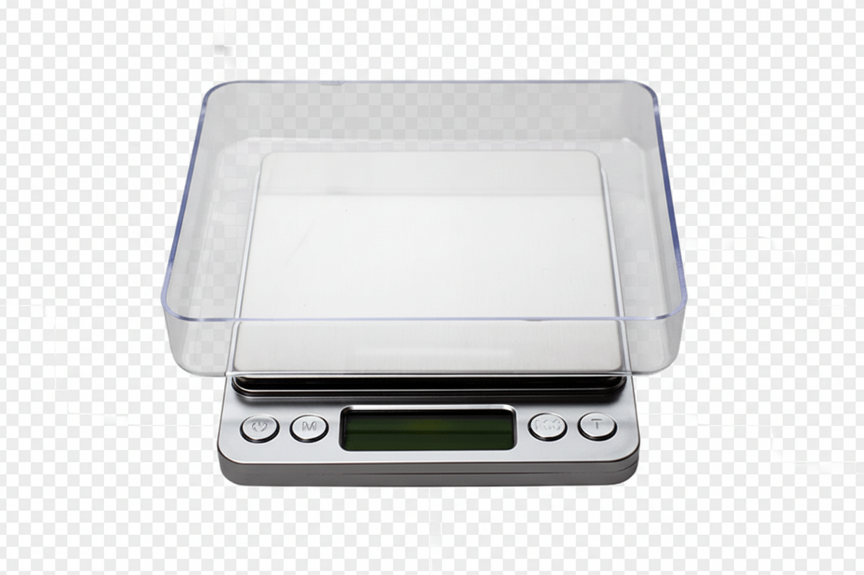 Digital kitchen scale on a white background