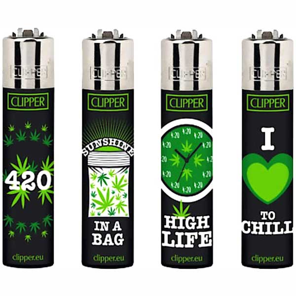 Clipper Lighters - Green Leaves (48pcs)