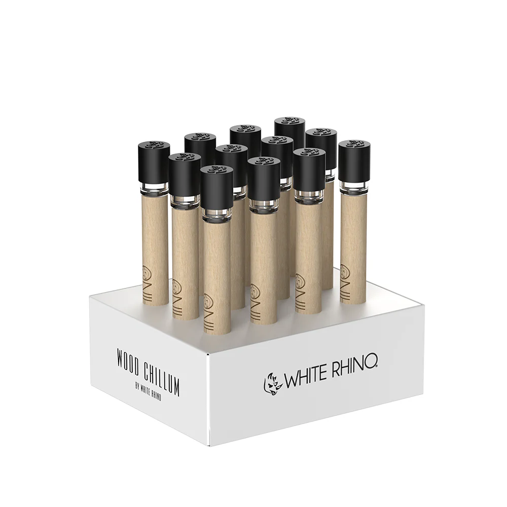 White Rhino - Premium Wood Chillum With Silicone Cap (12ct)