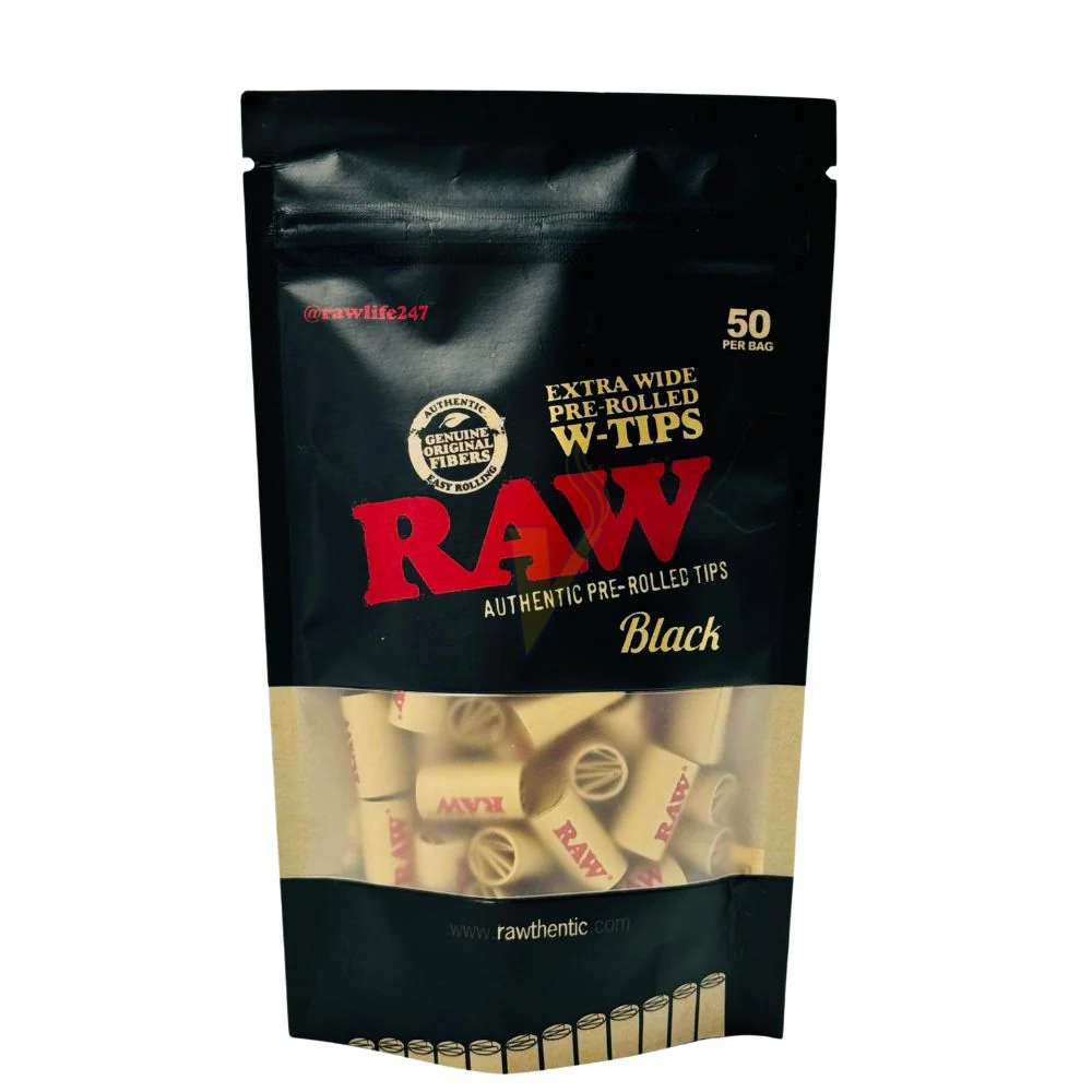 RAW - Black Extra Wide Pre Rolled Tips (50pcs)