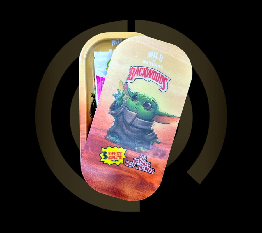 Slim Metal Rolling Tray w/ 3D Magnetic Lid - Little Hand